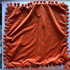 Pair of Orange Pom Pillow Covers